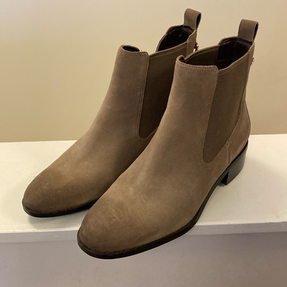 Cole Haan Newburg Waterproof Booties in Walnut Agora Waterproof Suede